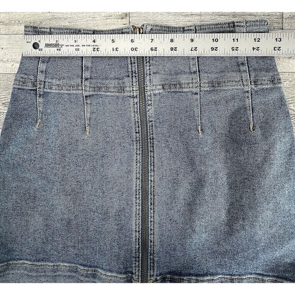 Free People We The Free Virgo Zip Front Mini Skirt Blue Womens 26 Cowgirl Grunge - Picture 8 of 11